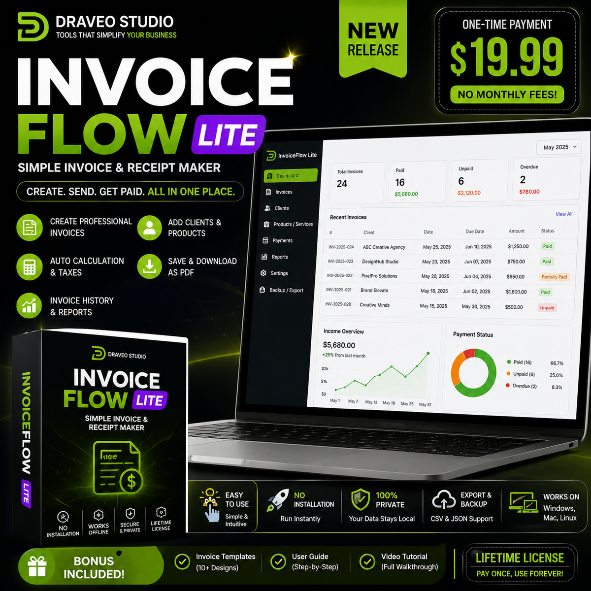 InvoiceFlow Lite | Simple Invoice & Receipt Maker