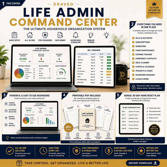 Life Admin Command Center — Complete Household Organization System