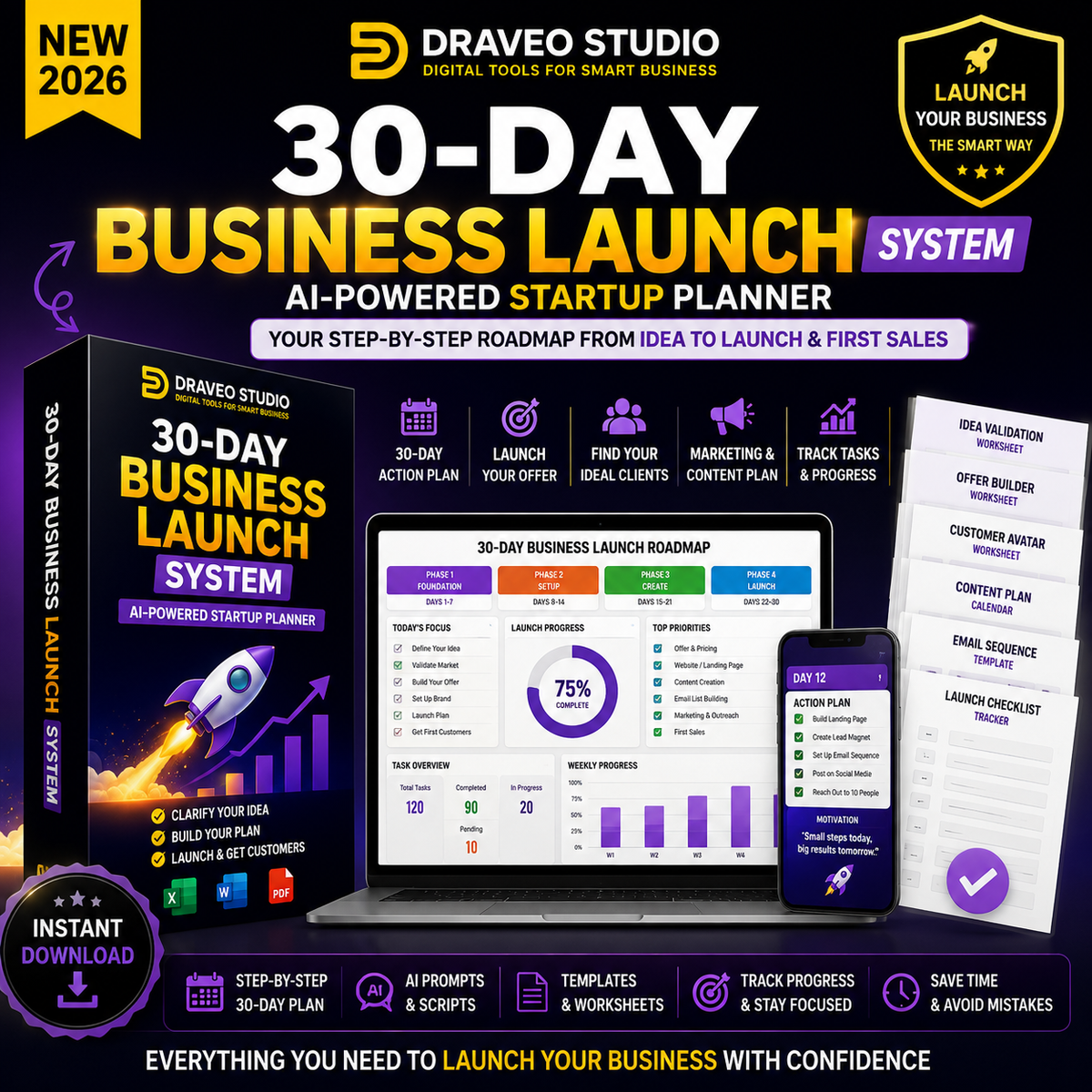30-Day Business Launch System | AI-Powered Startup Planner
