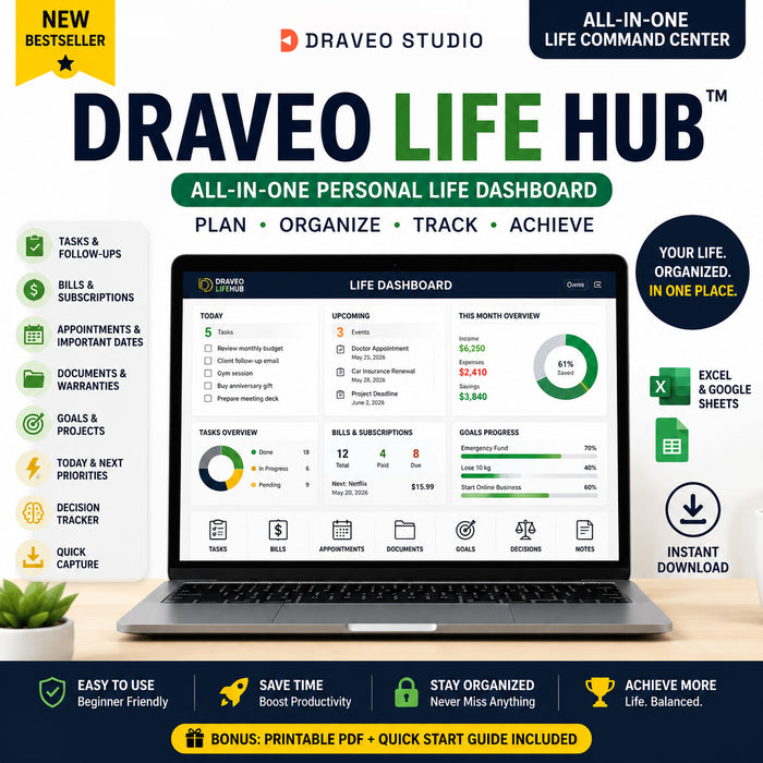 Draveo LifeHub™ — All-in-One Personal Life Dashboard