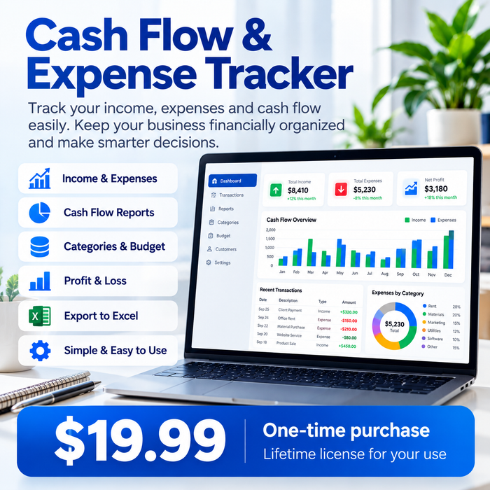 Cash flow and expense tracker square product visual