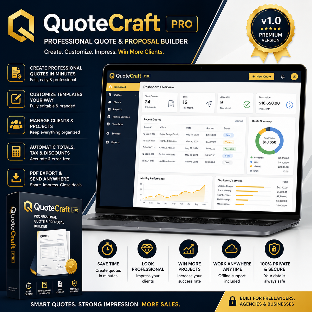 QuoteCraft Pro professional quote and proposal builder software preview